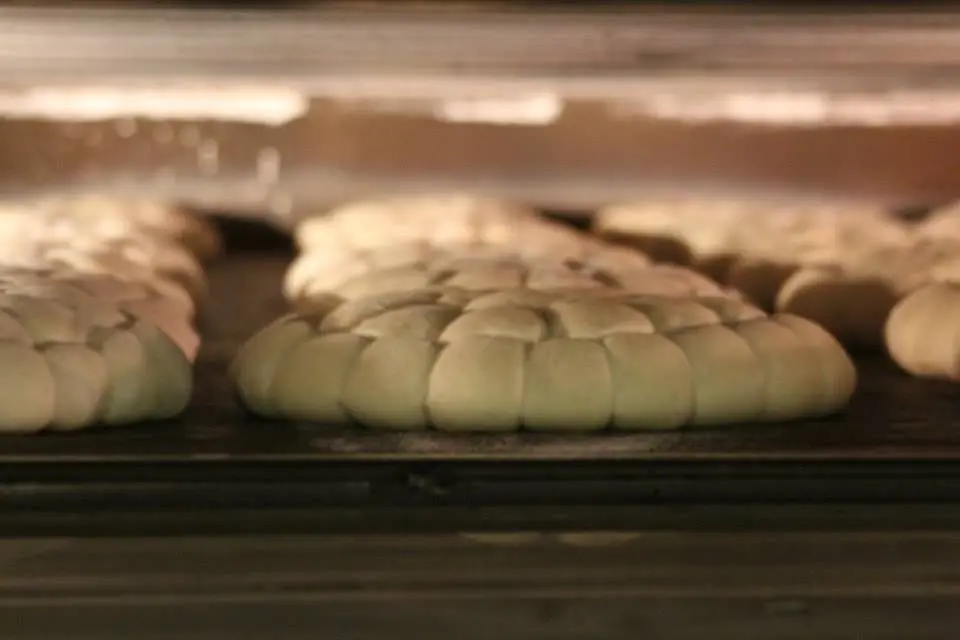 A close up of some food in the oven